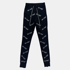 GSUWOO So Real Black Rhinestone Logo Joggers Slim Fit Sweatpants M S Bling Glam